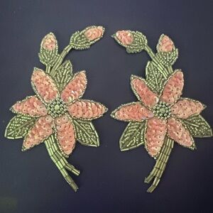 Pink and Green Floral sequin Appliqué’s